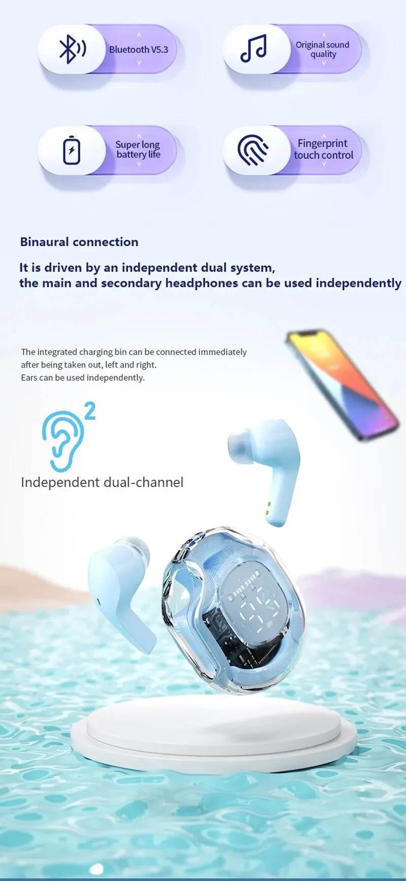 Ultra Crystal Wireless Earbuds for Daily Listening