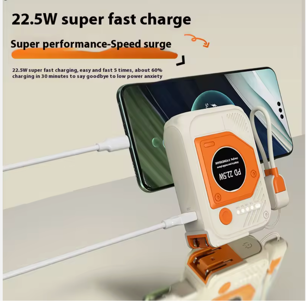 Travel-Ready Power Bank with Built-In Adapter