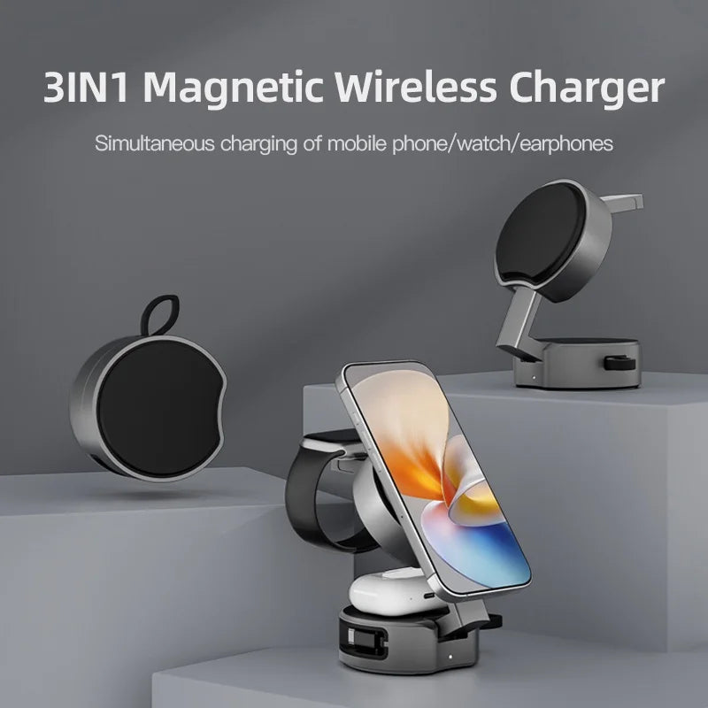 Fast 3-in-1 Magnetic Wireless Desk Charger