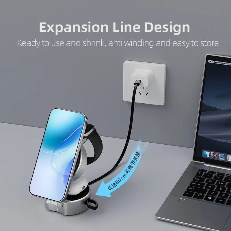 Fast 3-in-1 Magnetic Wireless Desk Charger