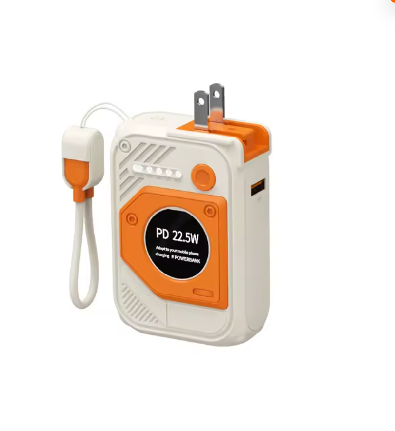 Travel-Ready Power Bank with Built-In Adapter