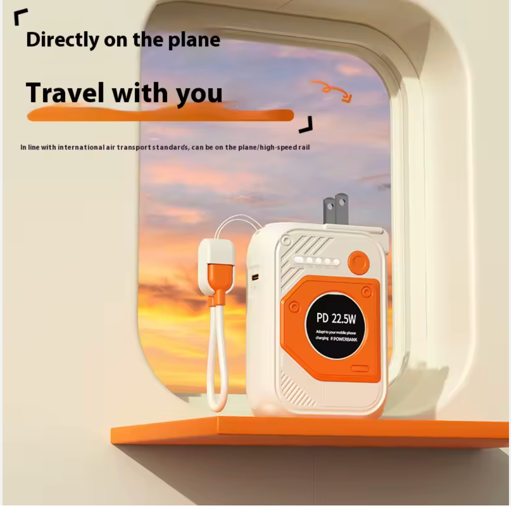 Travel-Ready Power Bank with Built-In Adapter